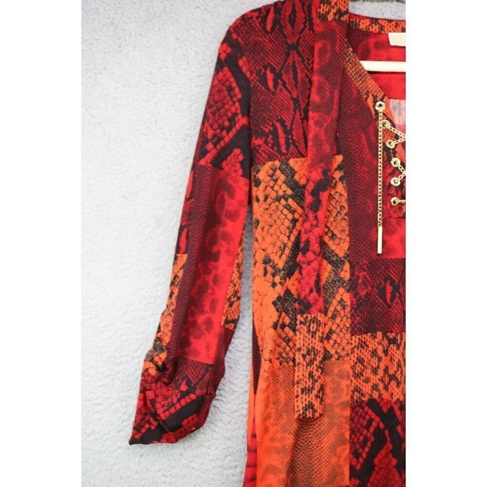 Michael Kors Long Sleeve Roll-Tabbed Dress-Size XS-Chains